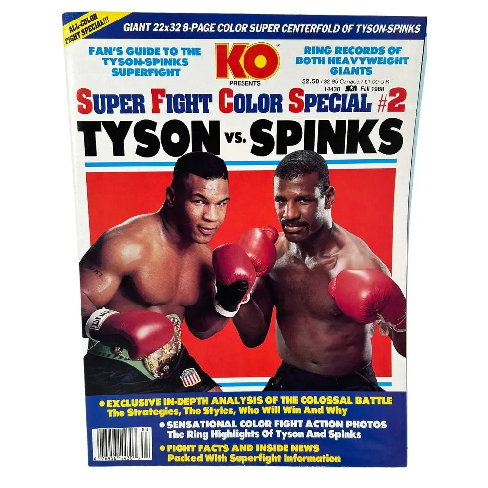 1988 KO Boxing Mike Tyson Michael Spinks Super Fight Color Special Poster Book